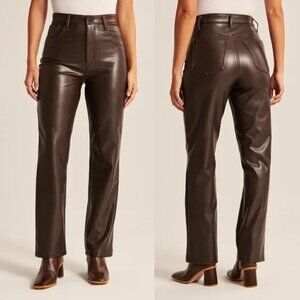 Abercrombie & Fitch Faux Leather 90s Straight Leg Pants Size 18 Short